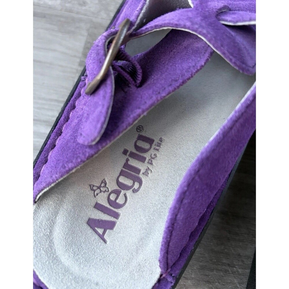 Alegria Classic Clog Deep Amethyst Purple Suede Shoes Size 38 Comfort Slip On 8 - Picture 6 of 9